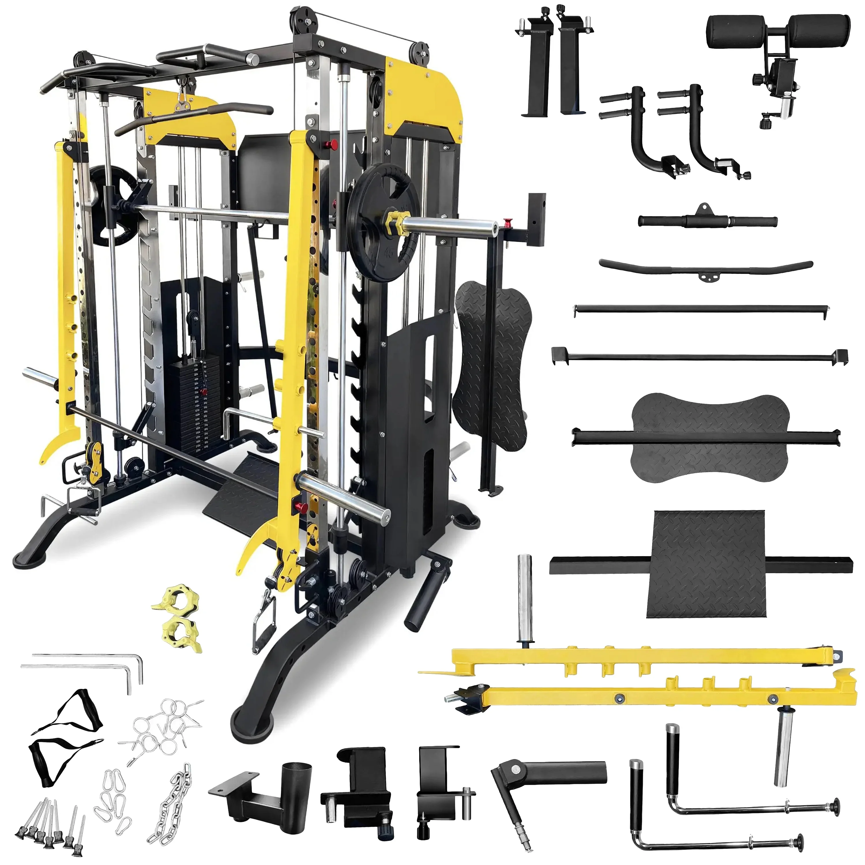 French Fitness FSR90 Functional Trainer Smith & Squat Rack Machine (New) - Image 4